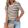 Zilpu Women's Trendy Puff Sleeve Knit Top - Casual Tee Shirt Blouse - 4 of 4
