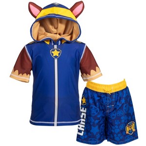PAW Patrol Chase Pullover Rash Guard and Swim Trunks Outfit Set Toddler - 1 of 4