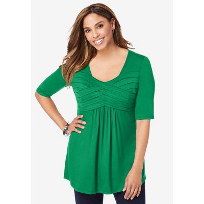 Jessica London Women's Plus Size Stretch Knit Pleated Tunic