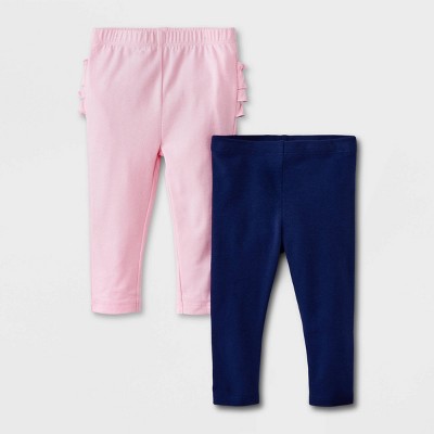 Baby Girls' 2pk Leggings Set - Cat & Jack™ Navy Blue/Pink Newborn