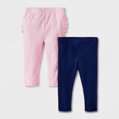Image of Baby Girls' 2pk Leggings Set - Cat & Jack™ Navy Blue/Pink 3-6M