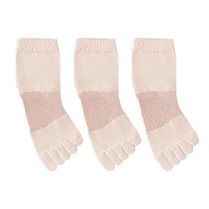 Anna-Kaci 3-Pack Women's Pure Cotton Five-Toe Socks with Antibacterial Breathable Design - 1 of 4