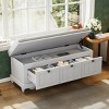 Classic Shoe Bench With Cushion And 3 Drawers, Fluted Entryway Bench With Storage For Living Room, Entryway Bench With Storage-Cuddlewood - 3 of 4