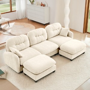 DOMETOUR Modular Sectional U Shaped Couch With Ottoman, Premium Chenille Fabric,With 2 Throw Pillows, High-Density Foam Tufted Cushion Backrest - 1 of 4