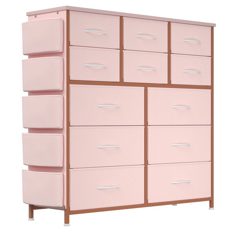 Trinity 12 Drawer Dresser for Bedroom,Tall Fabric Dresser with Side Pockets and Hooks, 3 of 5