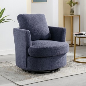 Hrinhom Swivel Barrel Chair,Modern Boucle Accent Chair with Metal Base - 1 of 4