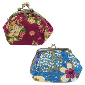 Wrapables Canvas and Embroidered Floral Coin Purse Clutch Wallet (Set of 2) - 1 of 4