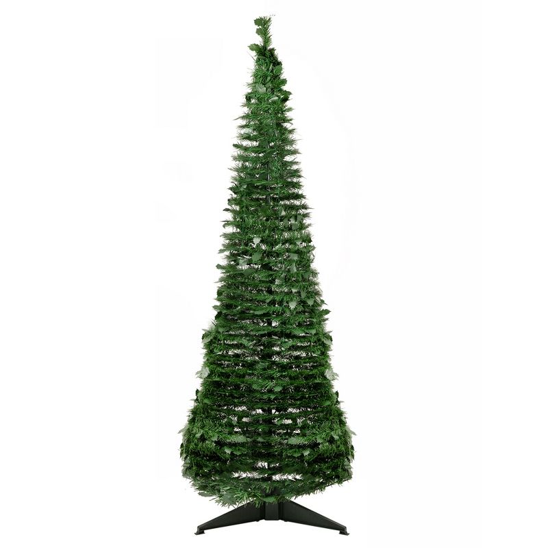 Northlight 6' Green Tinsel Pop-Up Artificial Christmas Tree, Unlit, 1 of 8