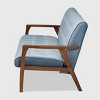 Asta Velvet Upholstered Wood Sofa Light Blue/Walnut - Baxton Studio: Mid-Century Modern, Rubberwood Frame, Tufted - 3 of 4