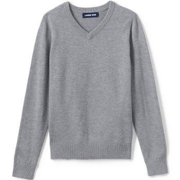 Lands' End School Uniform Kids Cotton Modal Fine Gauge V-neck Sweater