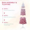 6ft/7.5ft/9ft Snow Flocked Pencil Christmas Tree with Pink Gradient, Slim Artificial Xmas Tree on Sturdy Metal Stand, Skinny Holiday Decor - 3 of 4
