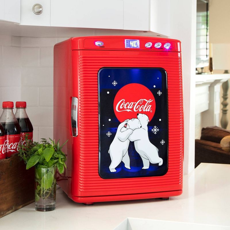 Coca-Cola Polar Bear 28 Can Cooler/Warmer 12V DC 110V AC Mini Fridge - Red, 3 of 4