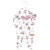 Hudson Baby Girls Thermal Preemie Sleep and Play and Cap Set, Dusty Rose Floral, Preemie - 2 of 2
