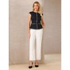 INSPIRE CHIC Women's Elegant Tweed Crew Neck Cap Sleeve Business Office Peplum Blouse - 2 of 4