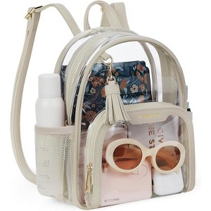 Small Clear Backpack Stadium Approved, Thick PVC Mini Clear Bag with Leather Trim - 1 of 4