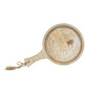 VIP Wood 15 in. Brown Welcome Script Round with Handle - 1 of 4