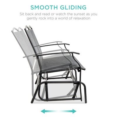 Gray Steel Outdoor Loveseat Glider with Textilene Fabric