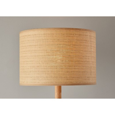 Ellis 18'' Natural Wood Floor Lamp with Beige Shade