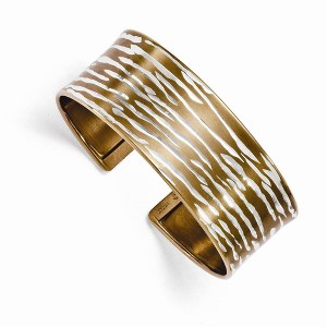 Black Bow Jewelry 22mm Sterling Silver & Cognac Plated Animal Print Cuff Bracelet - 1 of 3