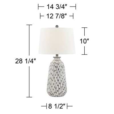 Carlton Gray Wash and White Table Lamp Set with Fabric Shades