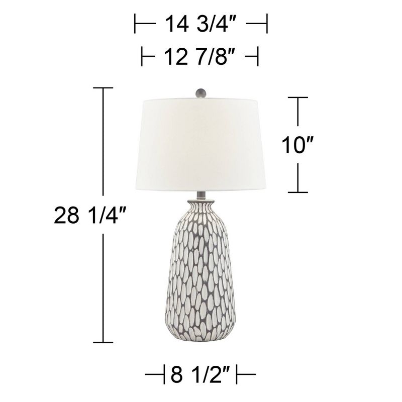 360 Lighting Carlton Modern Table Lamps 28 1/4" Tall Set of 2 Gray Wash Off White Fabric Drum Shade for Bedroom Living Room Bedside Nightstand Office, 4 of 10