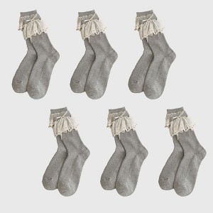 Alilang Women's Summer Ruffled Lace - Trim Ankle Socks 6Pk - 1 of 3