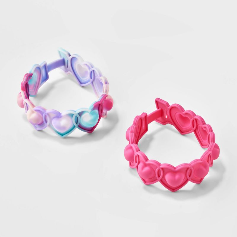 Girls&#39; 2pk Heart Bubble Pop Bracelet Set - Cat &#38; Jack&#8482; Pink/Purple, 1 of 5