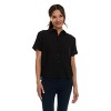 Super Triple Goose Women’s Short Sleeve Linen Shirt – Lightweight Button-Up Collared Blouse with Front Pockets - 3 of 4