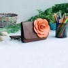 Slickblue Flower Clutch Purse, Faux Leather Finish, Shoulder Bag, Black Mystery/Luxurious Coffee, 7.5" x 5.3" - 2 of 4