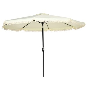 Gulches Cream White 106-Inch Patio Umbrella with Tilt, Crank, and Tassel Accents - 1 of 4