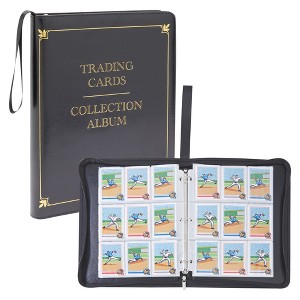 Infinite Curiosity 9 Pocket Trading Card Binder with Removable Sleeves, Holds up to 540 Cards, 10.8x1.8x13.5 in, Black & Gold Faux Leather - 1 of 4