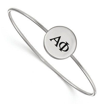 Black Bow Jewelry Sterling Silver Alpha Phi Greek Life Bangle Bracelet 8 Inch