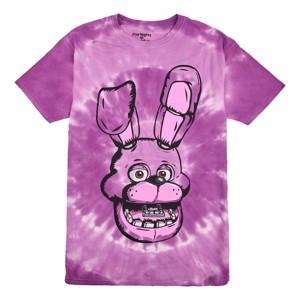 Five Nights At Freddy's Bonnie Face Men's Purple Spiral Spiral Tie-Dye Crew Neck Short Sleeve T-shirt - 1 of 3