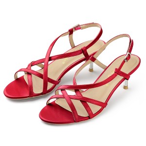 Allegra K Women's Slingback Strappy Kitten Buckle Stiletto Heel Sandals - 1 of 4