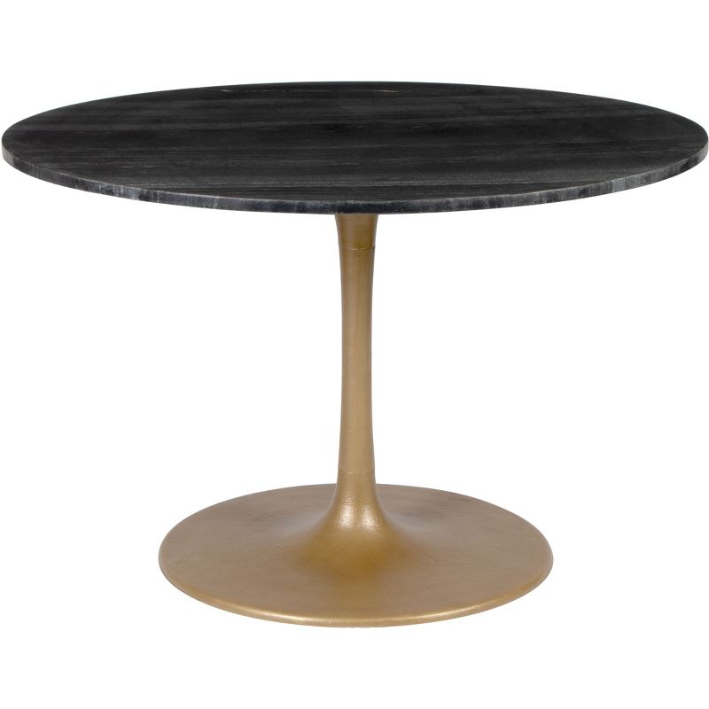 47.2&#34; Lynnette Round Marble Dining Table Black - ZM Home, 4 of 16