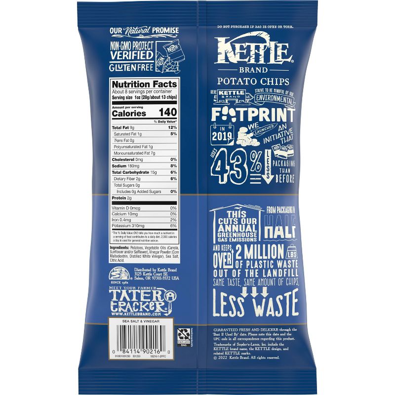 Kettle Brand Sea Salt and Vinegar Kettle Potato Chips - 7.5oz, 5 of 13