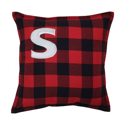 Buffalo Plaid 'S' Throw Pillow Red/Black - Pillow Perfect