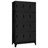 vidaXL Steel Locker Cabinet with 12 Lockable Compartments, Name Tag Holders and Air Vents - Durable Storage Solution for School or Office, Black - 2 of 4