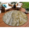 Brown Taupe And Gold Abstract Washable Indoor Outdoor Area Rug - 2 of 4