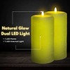LumiPur 2pk 3.5"x7" Signature Natural Glow Flameless Wax Pillar LED Candle Sage Green - 3 of 4