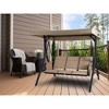 Kozyard Brenda 3-Seats Patio Swing Chair Outdoor Porch Swing Glider with Adjustable Canopy Side Pouches for Garden Poolside Backyard - 2 of 4