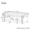 2pcs Linen Chesterfield Furniture Set Loveseat and Sofa Rolled Arm Couch Button Tufted-Morden Fort - 4 of 4