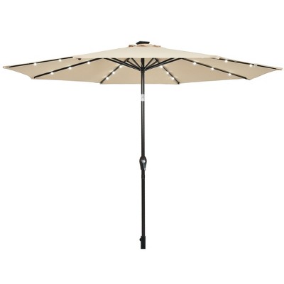 Tangkula 10 ft Patio Table Market Umbrella Yard Outdoor w/ Solar LED Lights