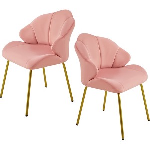 Yaheetech Set of 2 Modern Accent Chairs with Golden Metal Legs for Living Room, Bedroom - 1 of 4
