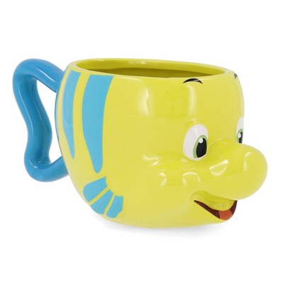 Silver Buffalo Disney The Little Mermaid Flounder 3D Sculpted Ceramic Mug | Holds 20 Ounces