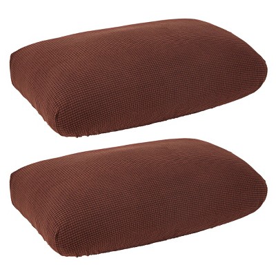 2 Pack Stretch Outdoor Cushion Covers for Patio Furniture and Sofas, Reversible (Medium, Dark Brown)