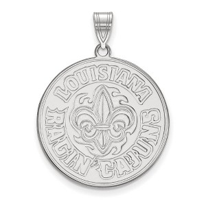Black Bow Jewelry 14k White Gold Louisiana Lafayette Ragin' Cajuns NCAA Extra Large Pendant - 1 of 3
