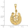 Black Bow Jewelry 14k Yellow or White Gold Four Leaf Clover and Horseshoe Pendant, 15mm - 4 of 4