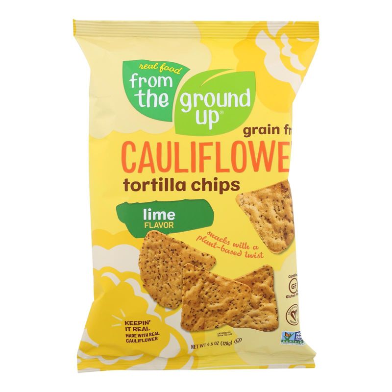 Real Food From The Ground Up Cauliflower Lime Tortilla Chips - Case of 12/4.5 oz, 2 of 7
