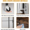 40 Inch Dog Crate Furniture, Dog Cages with Adjustable Feeder Height, Ideal for Small Dogs, Equipped with 360-Degree Swivel Casters - 3 of 4